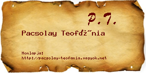 Pacsolay Teofánia névjegykártya